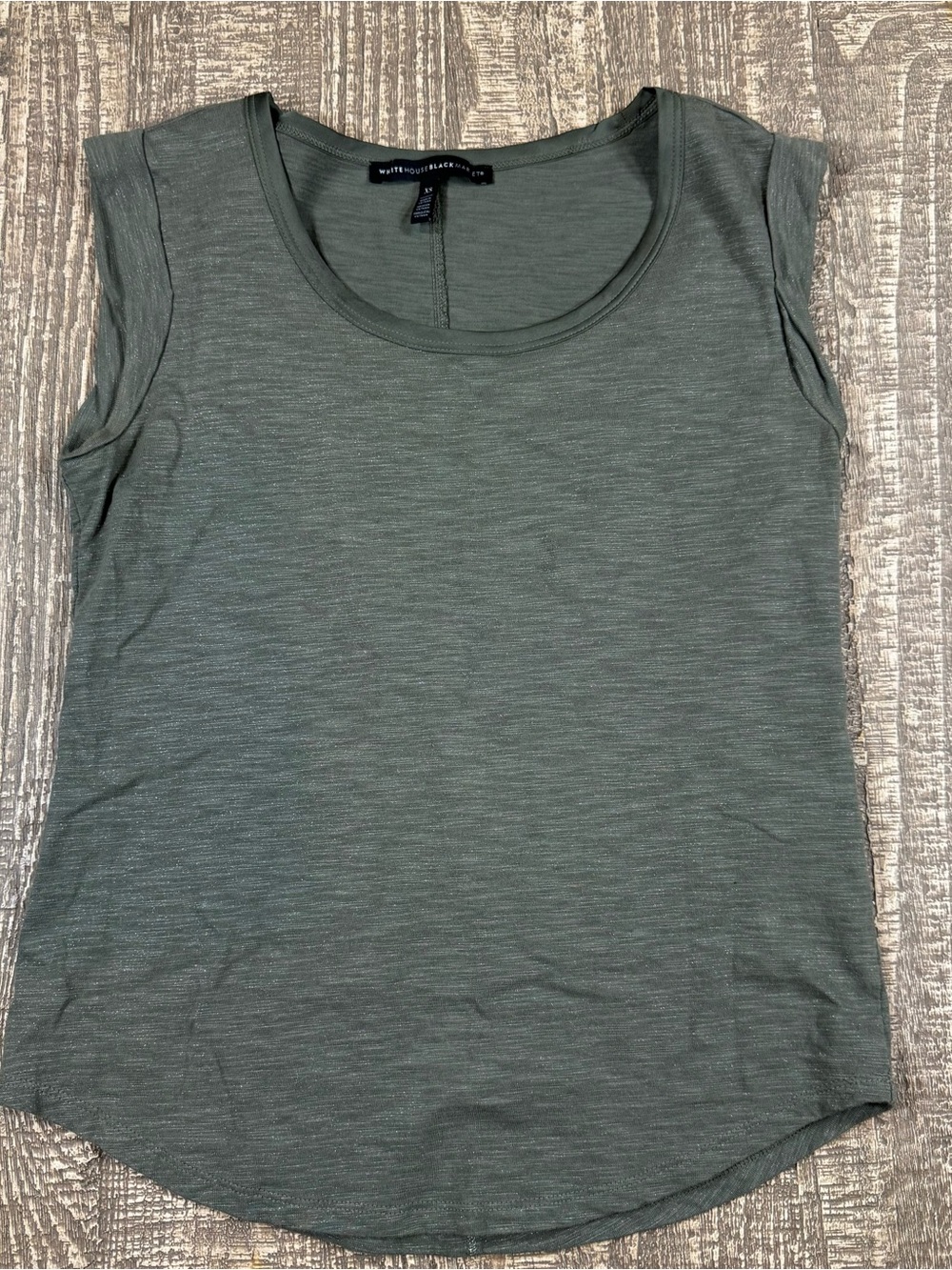 WHBM Women’s Olive Green Metallic Scoop Neck Tank